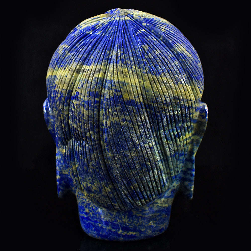 gemsmore:Craftsmen Lapis Lazuli Hand Carved Genuine Crystal Gemstone Carving Buddha Head