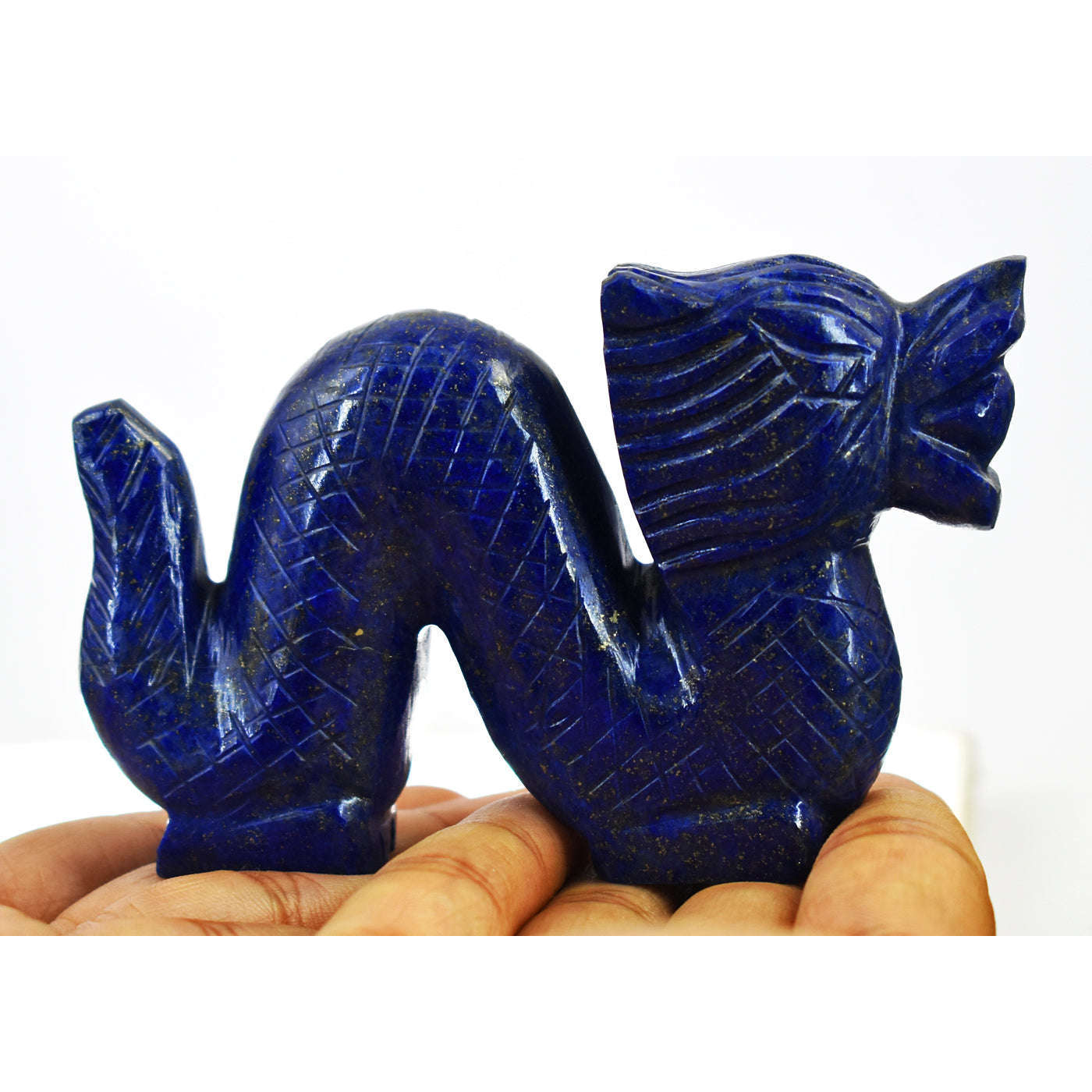 gemsmore:Craftsmen Lapis Lazuli Hand Carved Genuine Crystal Gemstone Carving Dragon