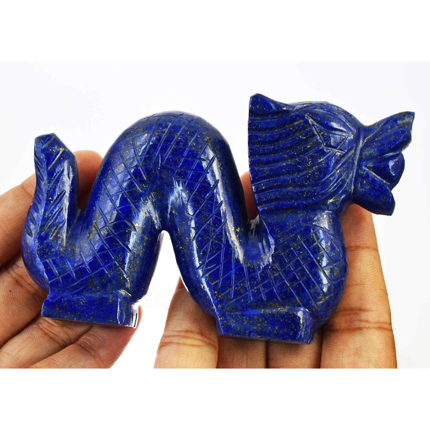 gemsmore:Craftsmen Lapis Lazuli Hand Carved Genuine Crystal Gemstone Carving Dragon