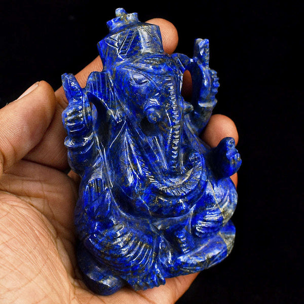 gemsmore:Craftsmen Lapis Lazuli  Hand Carved Genuine Crystal Gemstone Carving Lord Ganesha