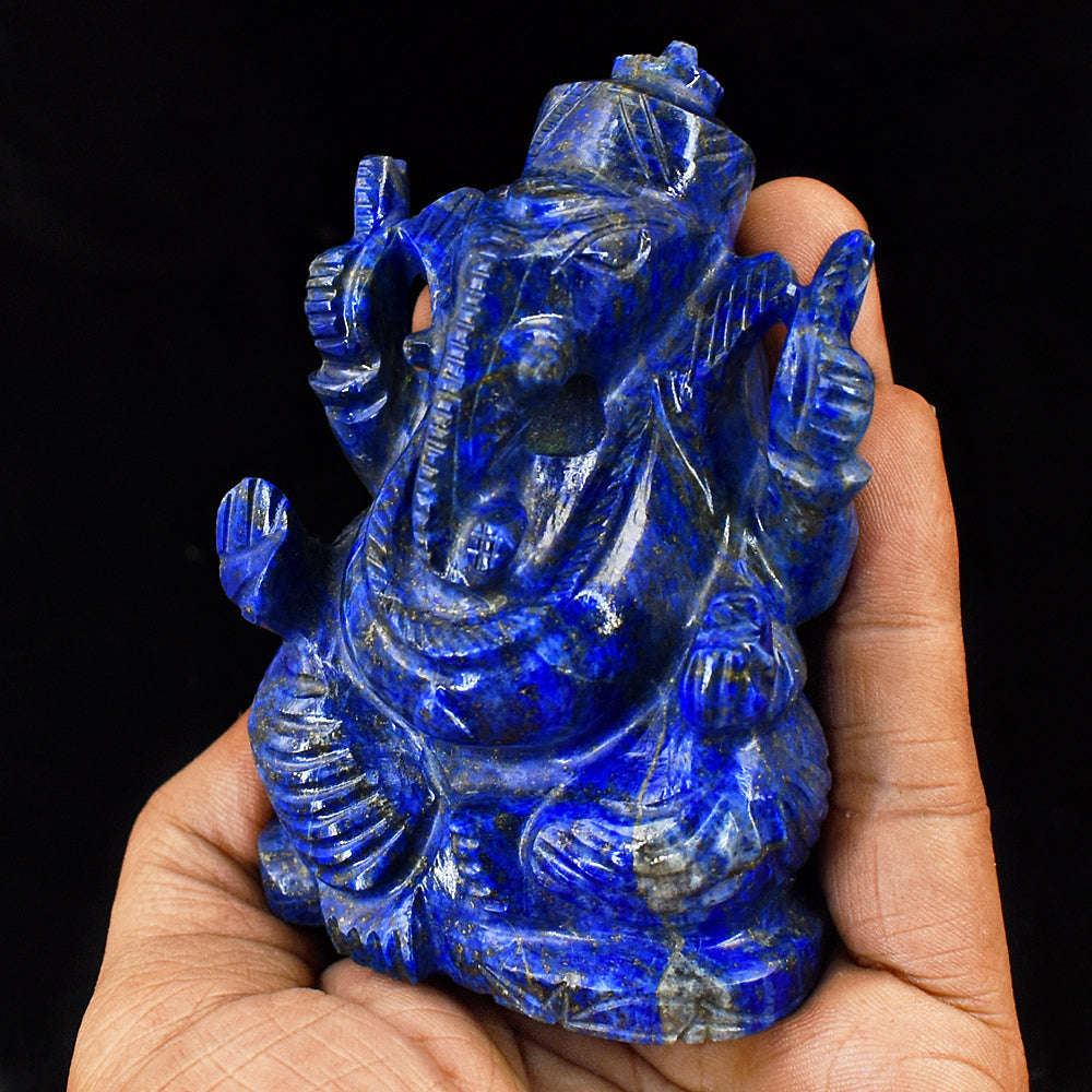 gemsmore:Craftsmen Lapis Lazuli  Hand Carved Genuine Crystal Gemstone Carving Lord Ganesha