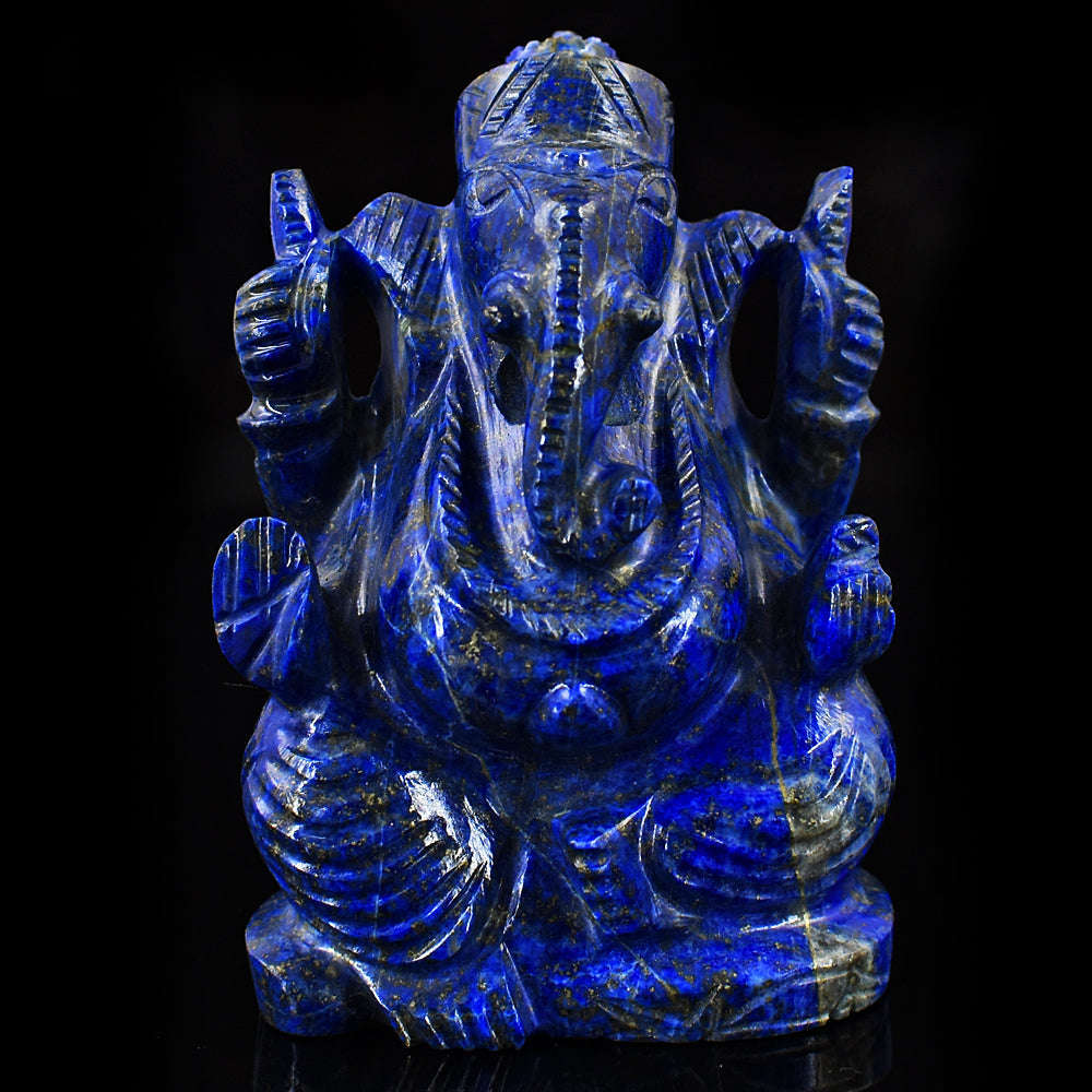 gemsmore:Craftsmen Lapis Lazuli  Hand Carved Genuine Crystal Gemstone Carving Lord Ganesha