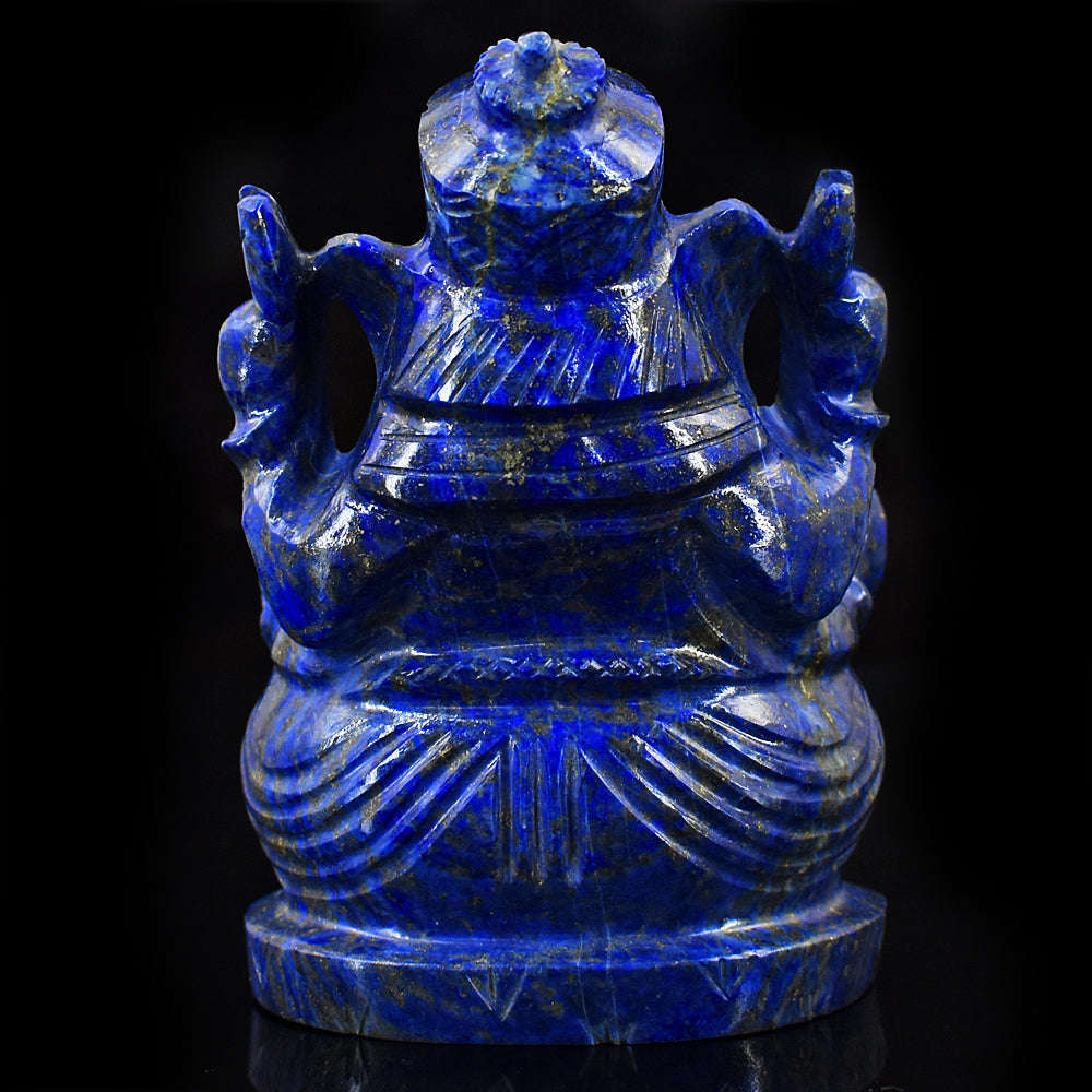 gemsmore:Craftsmen Lapis Lazuli  Hand Carved Genuine Crystal Gemstone Carving Lord Ganesha