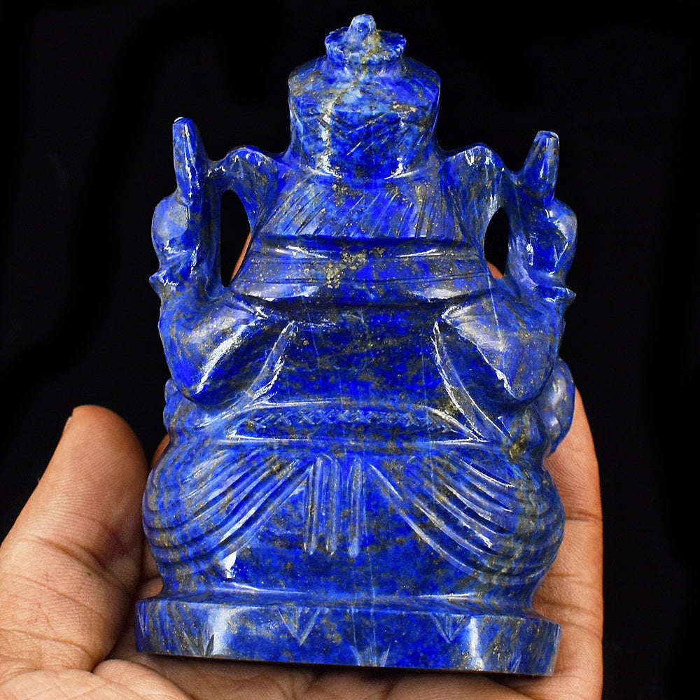 gemsmore:Craftsmen Lapis Lazuli  Hand Carved Genuine Crystal Gemstone Carving Lord Ganesha