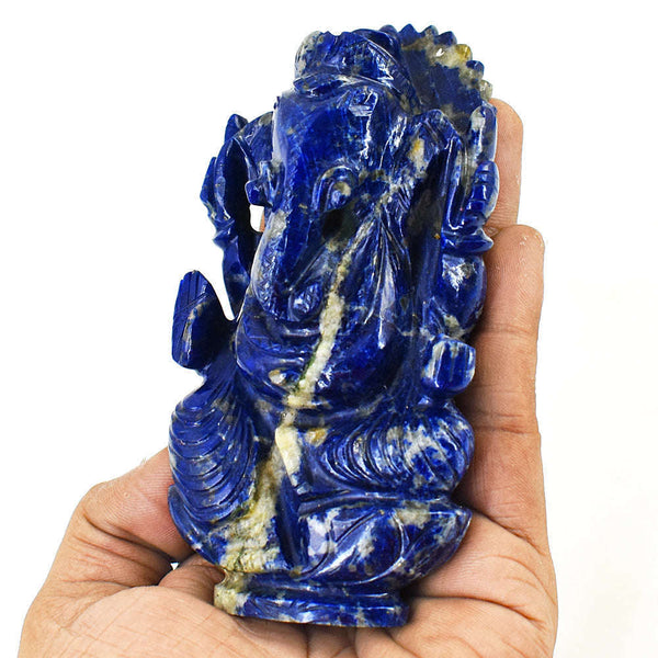 gemsmore:Craftsmen Lapis Lazuli  Hand Carved Genuine Crystal Gemstone Carving Lord Ganesha