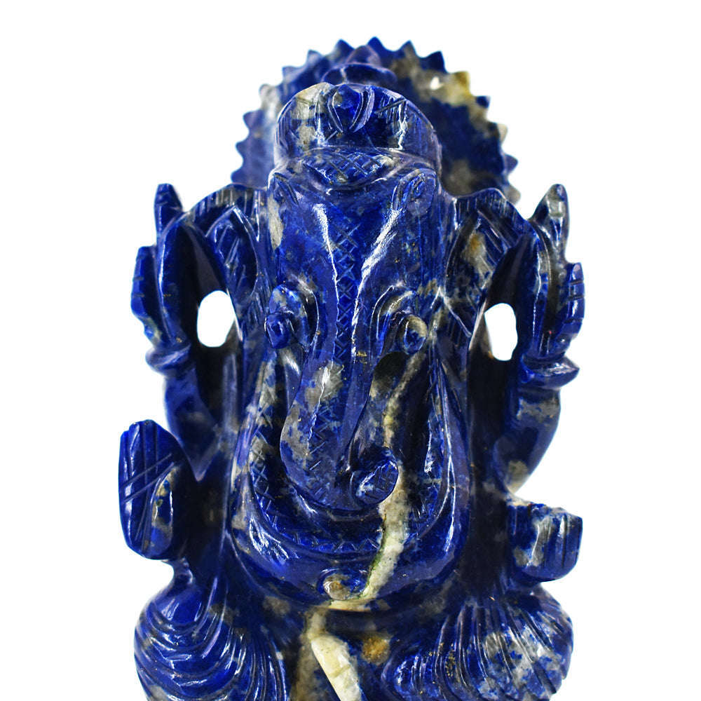 gemsmore:Craftsmen Lapis Lazuli  Hand Carved Genuine Crystal Gemstone Carving Lord Ganesha