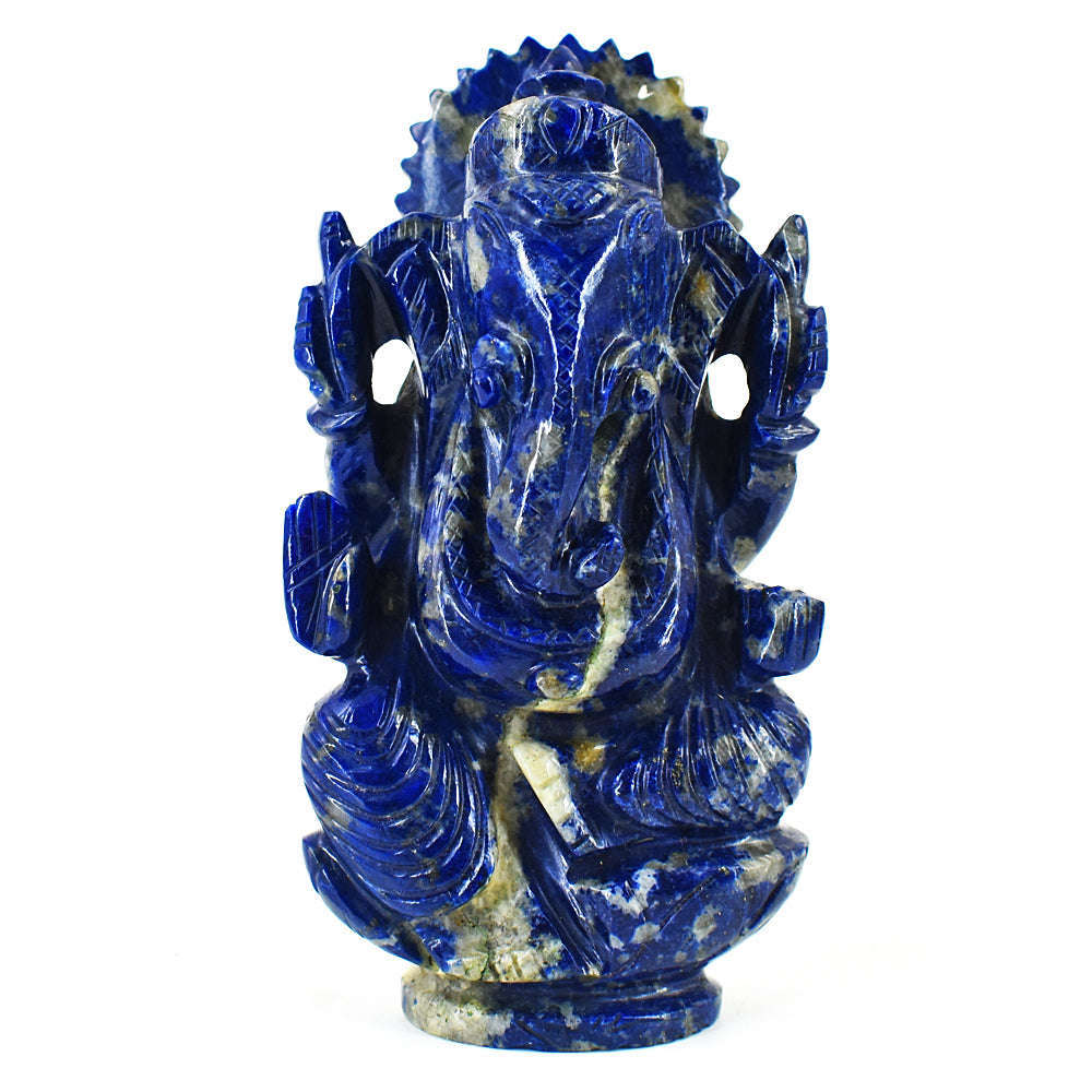 gemsmore:Craftsmen Lapis Lazuli  Hand Carved Genuine Crystal Gemstone Carving Lord Ganesha