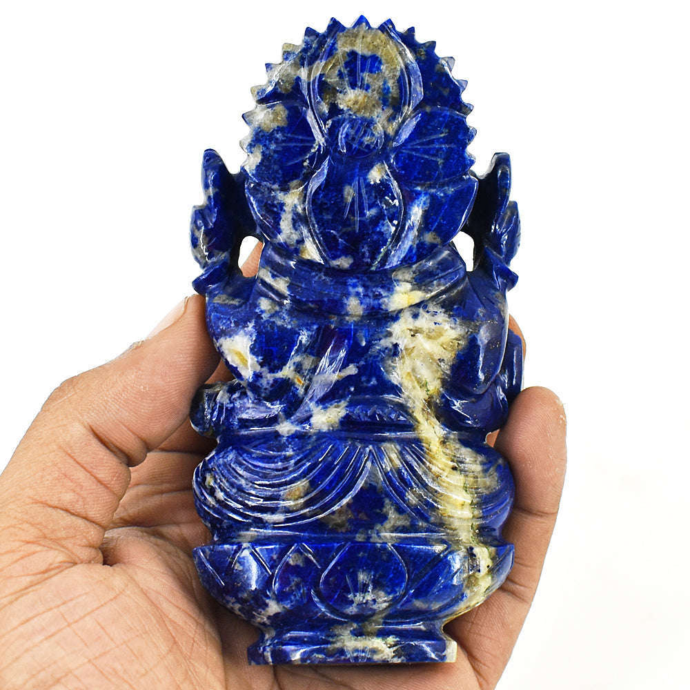 gemsmore:Craftsmen Lapis Lazuli  Hand Carved Genuine Crystal Gemstone Carving Lord Ganesha