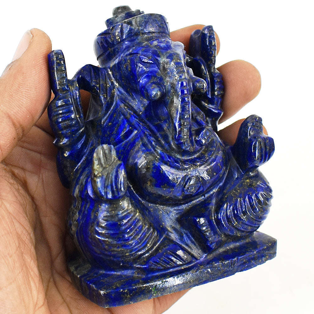 gemsmore:Craftsmen Lapis Lazuli Hand Carved Genuine Crystal Gemstone Carving Lord Ganesha