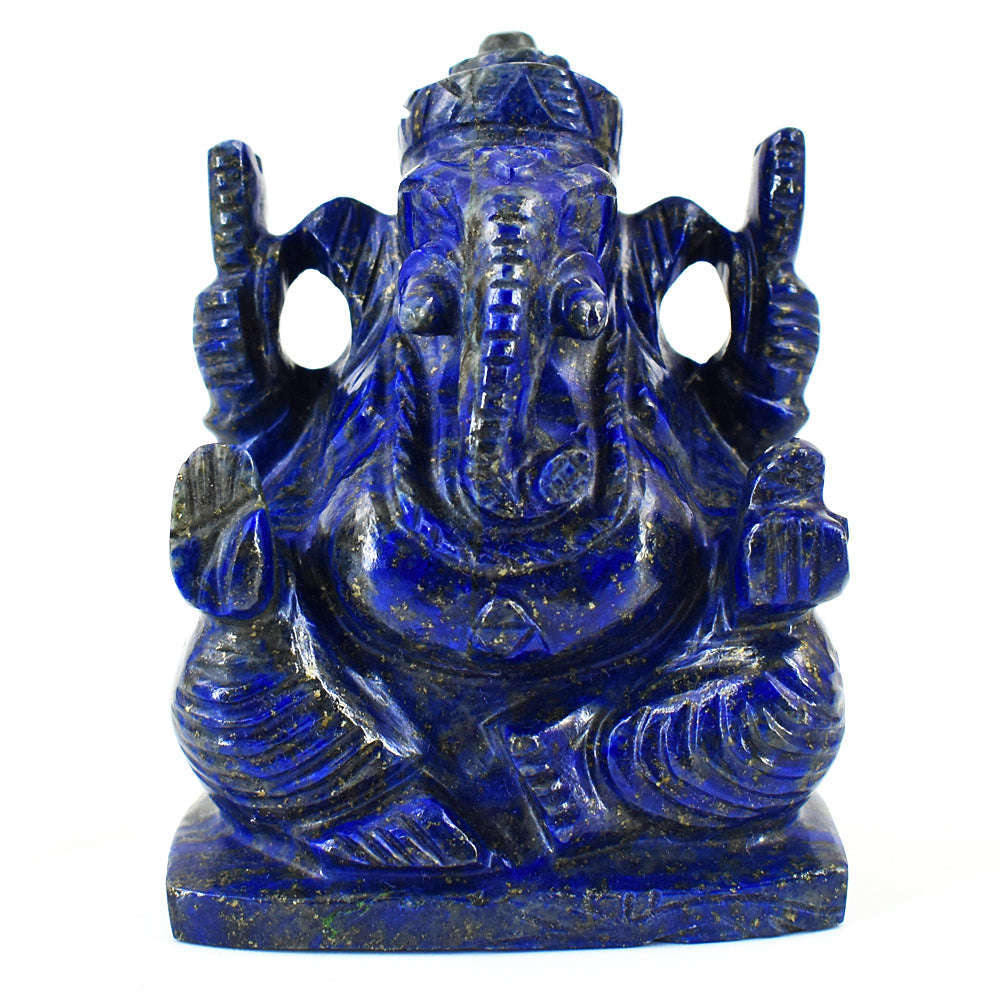 gemsmore:Craftsmen Lapis Lazuli Hand Carved Genuine Crystal Gemstone Carving Lord Ganesha