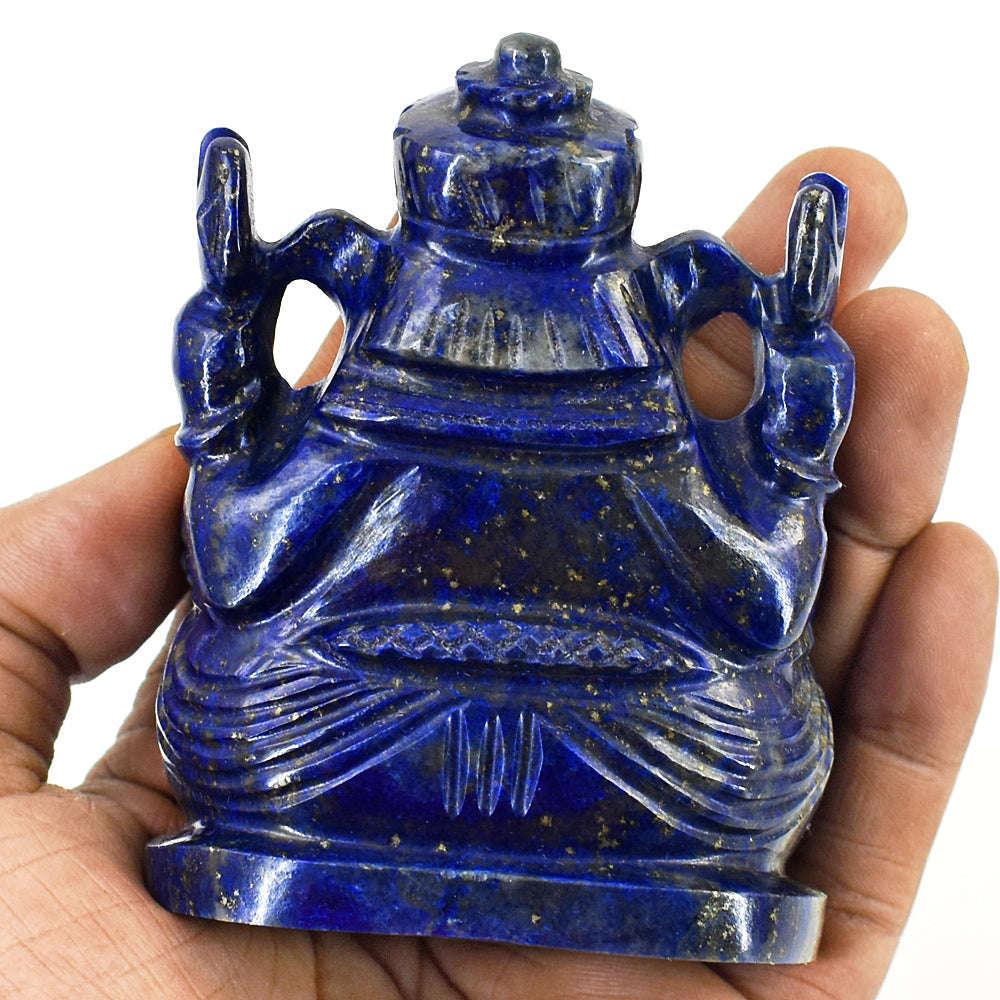 gemsmore:Craftsmen Lapis Lazuli Hand Carved Genuine Crystal Gemstone Carving Lord Ganesha