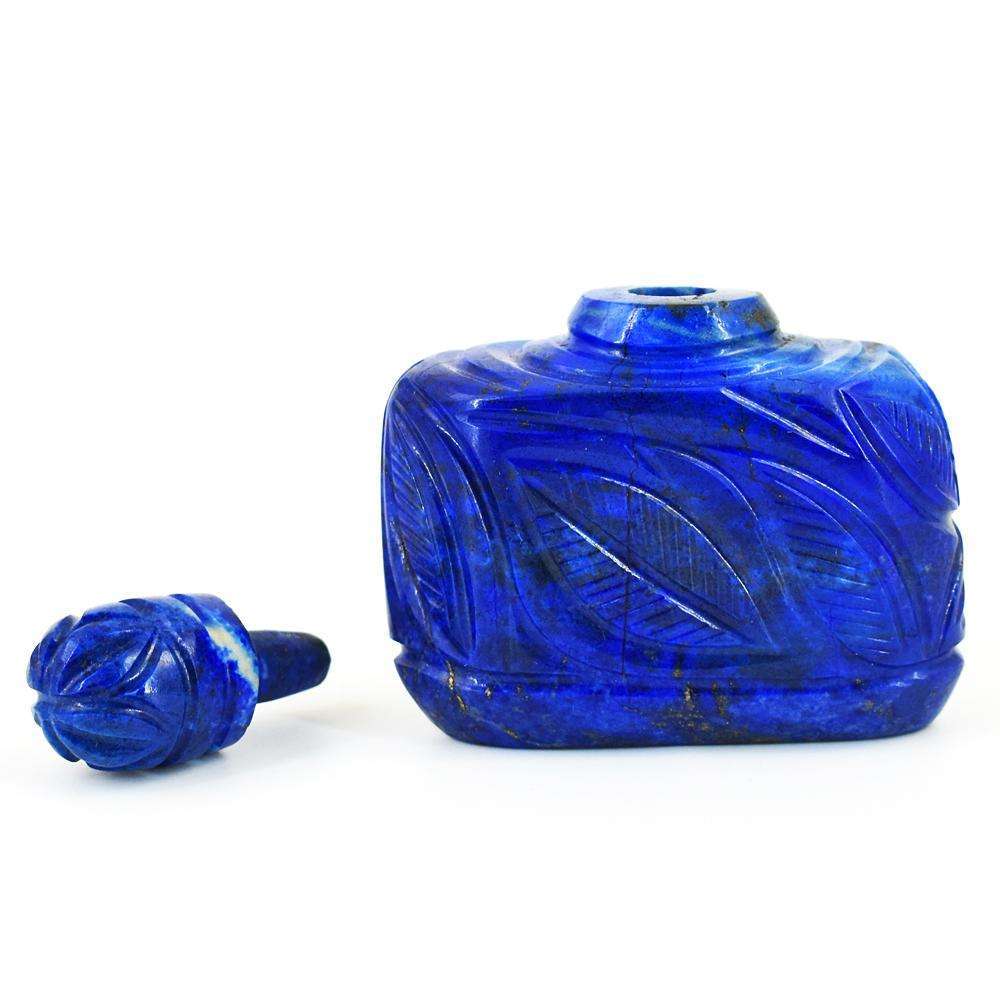 gemsmore:Craftsmen Lapis Lazuli Hand Carved Genuine Crystal Gemstone Carving Perfume Bottle