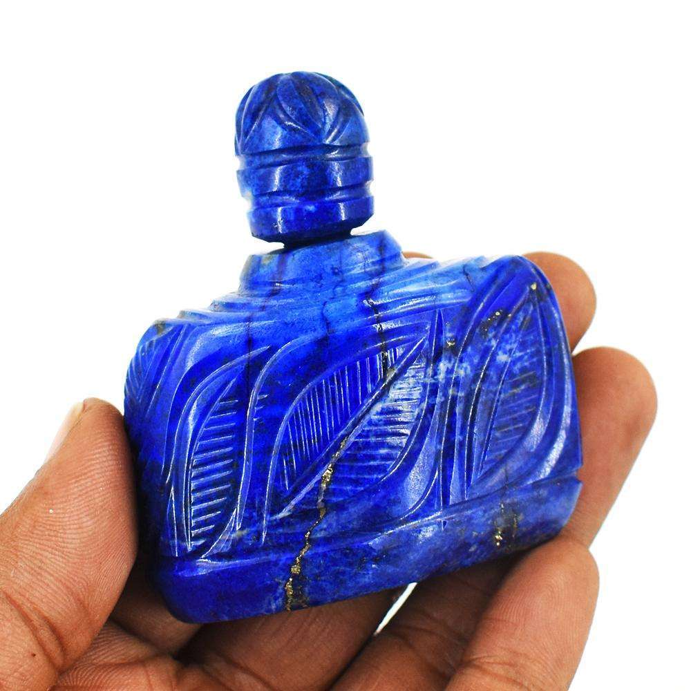 gemsmore:Craftsmen Lapis Lazuli Hand Carved Genuine Crystal Gemstone Carving Perfume Bottle
