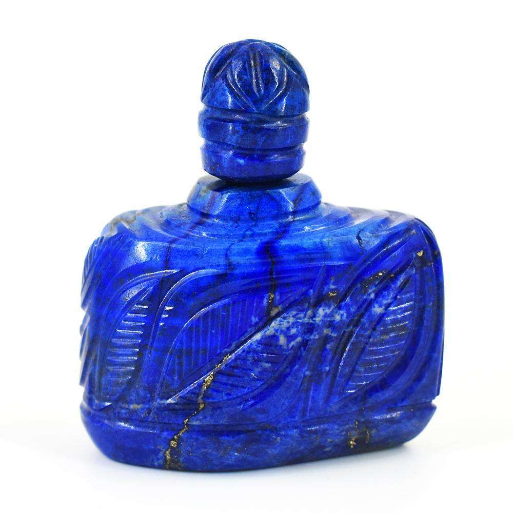 gemsmore:Craftsmen Lapis Lazuli Hand Carved Genuine Crystal Gemstone Carving Perfume Bottle