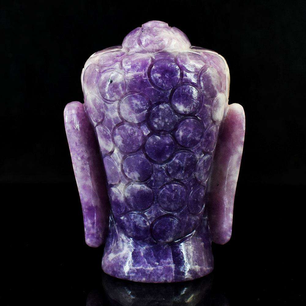 gemsmore:Craftsmen Lepidolite Hand Carved Genuine Crystal Gemstone Carving Buddha Head