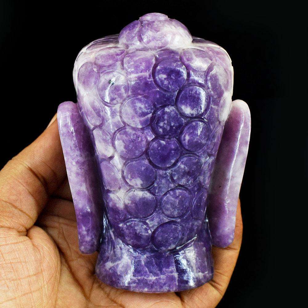 gemsmore:Craftsmen Lepidolite Hand Carved Genuine Crystal Gemstone Carving Buddha Head