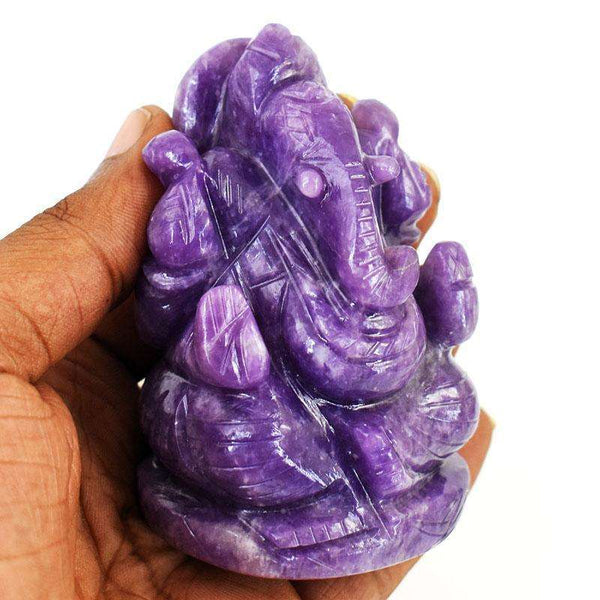 gemsmore:Craftsmen Lepidolite Hand Carved Genuine Crystal Gemstone Carving Lord Ganesha