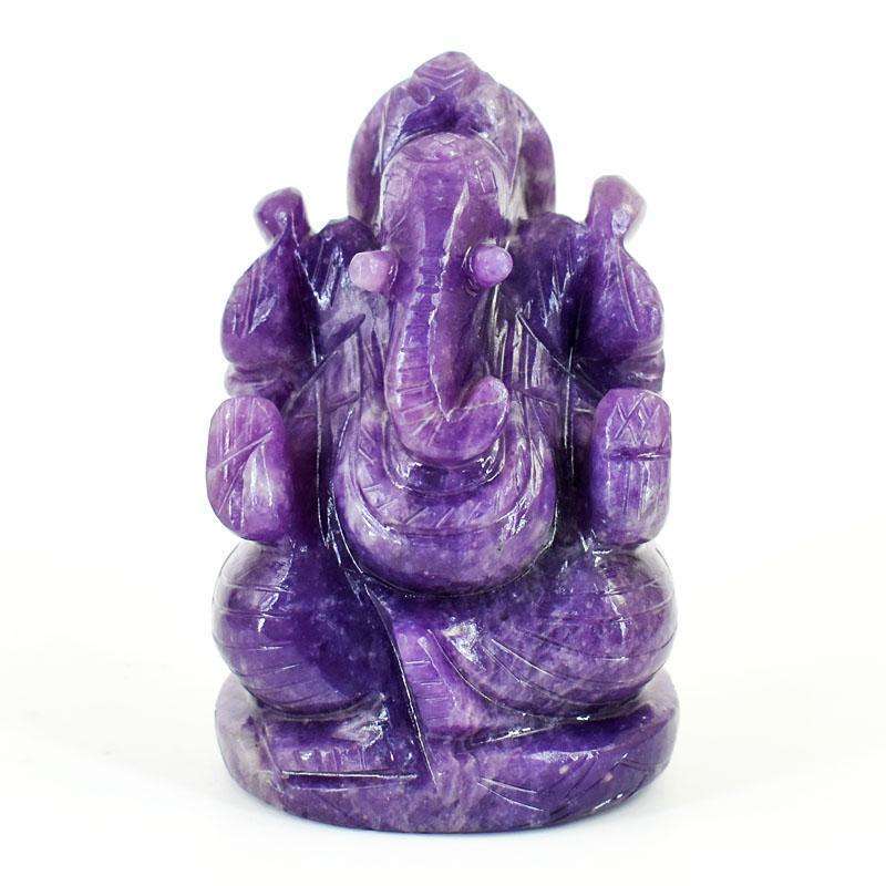 gemsmore:Craftsmen Lepidolite Hand Carved Genuine Crystal Gemstone Carving Lord Ganesha