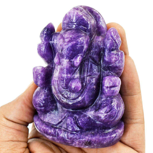 gemsmore:Craftsmen Lepidolite Hand Carved Genuine Crystal Gemstone Carving Lord Ganesha