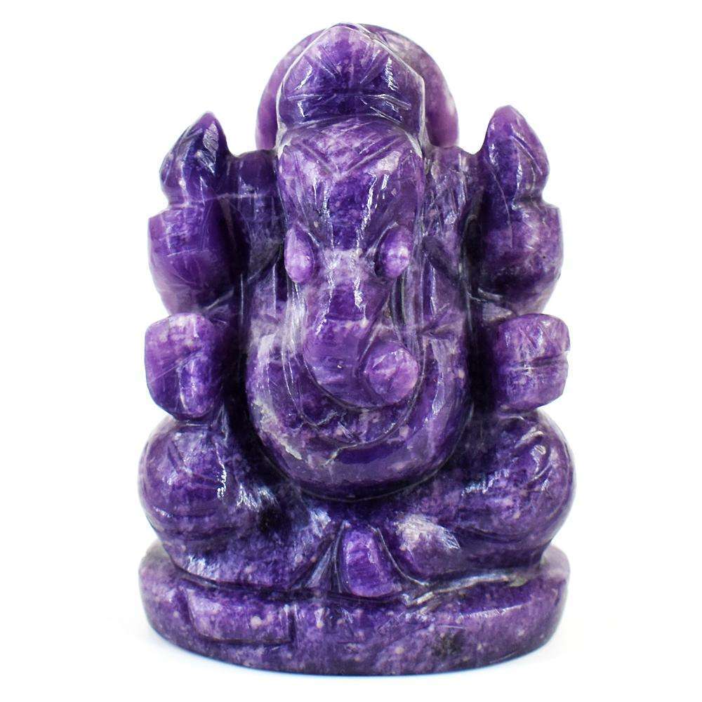 gemsmore:Craftsmen Lepidolite Hand Carved Genuine Crystal Gemstone Carving Lord Ganesha