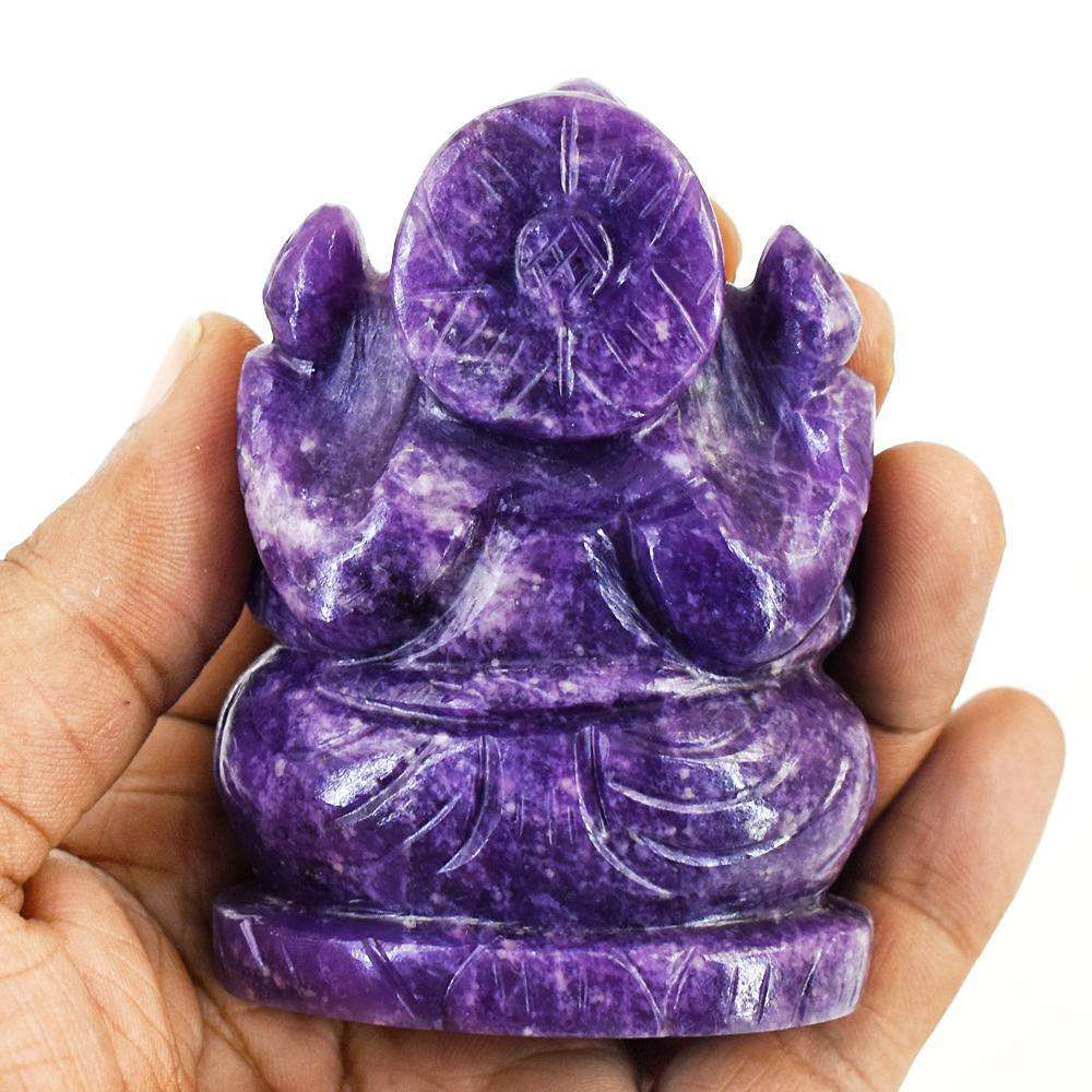 gemsmore:Craftsmen Lepidolite Hand Carved Genuine Crystal Gemstone Carving Lord Ganesha