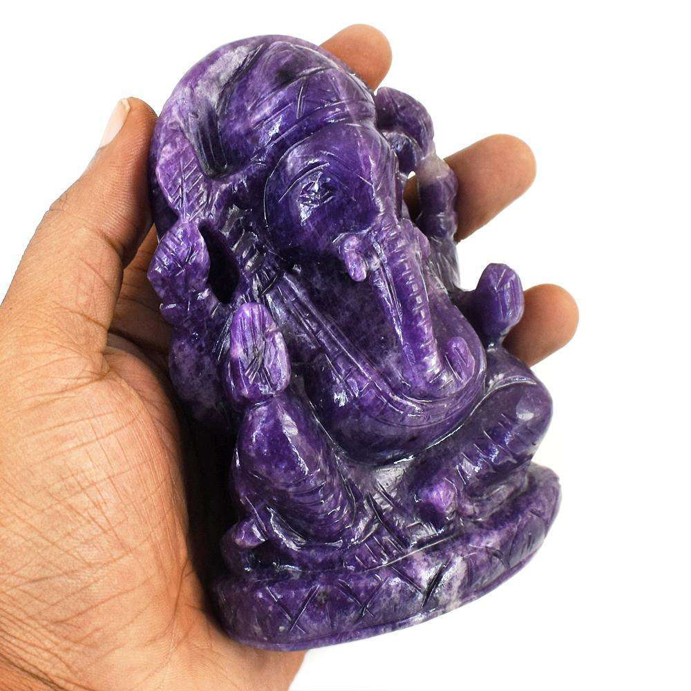 gemsmore:Craftsmen Lepidolite Hand Carved Lord Ganesha