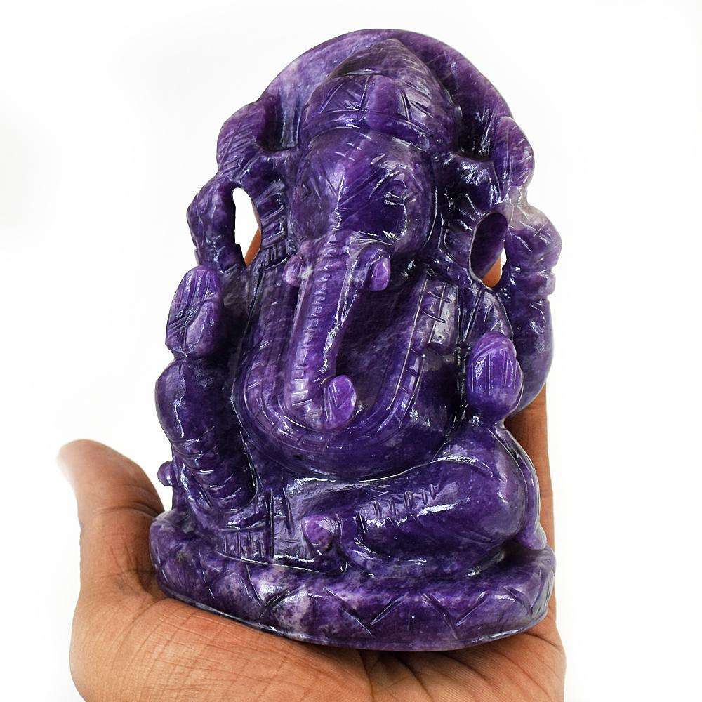 gemsmore:Craftsmen Lepidolite Hand Carved Lord Ganesha