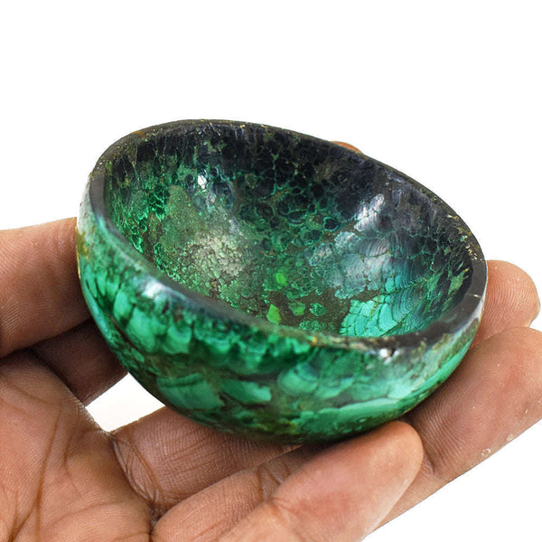 gemsmore:Craftsmen Malachite  Hand Carved Genuine Crystal Gemstone Carving Bowl