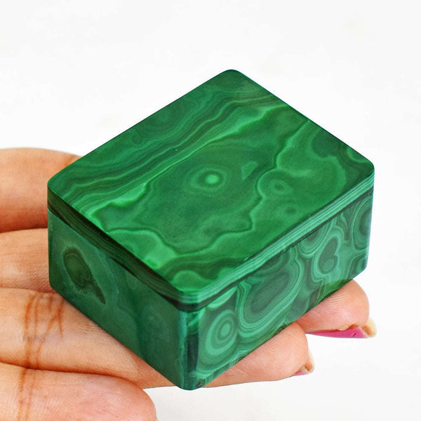 gemsmore:Craftsmen Malachite Hand Carved Genuine Crystal Gemstone Carving Box