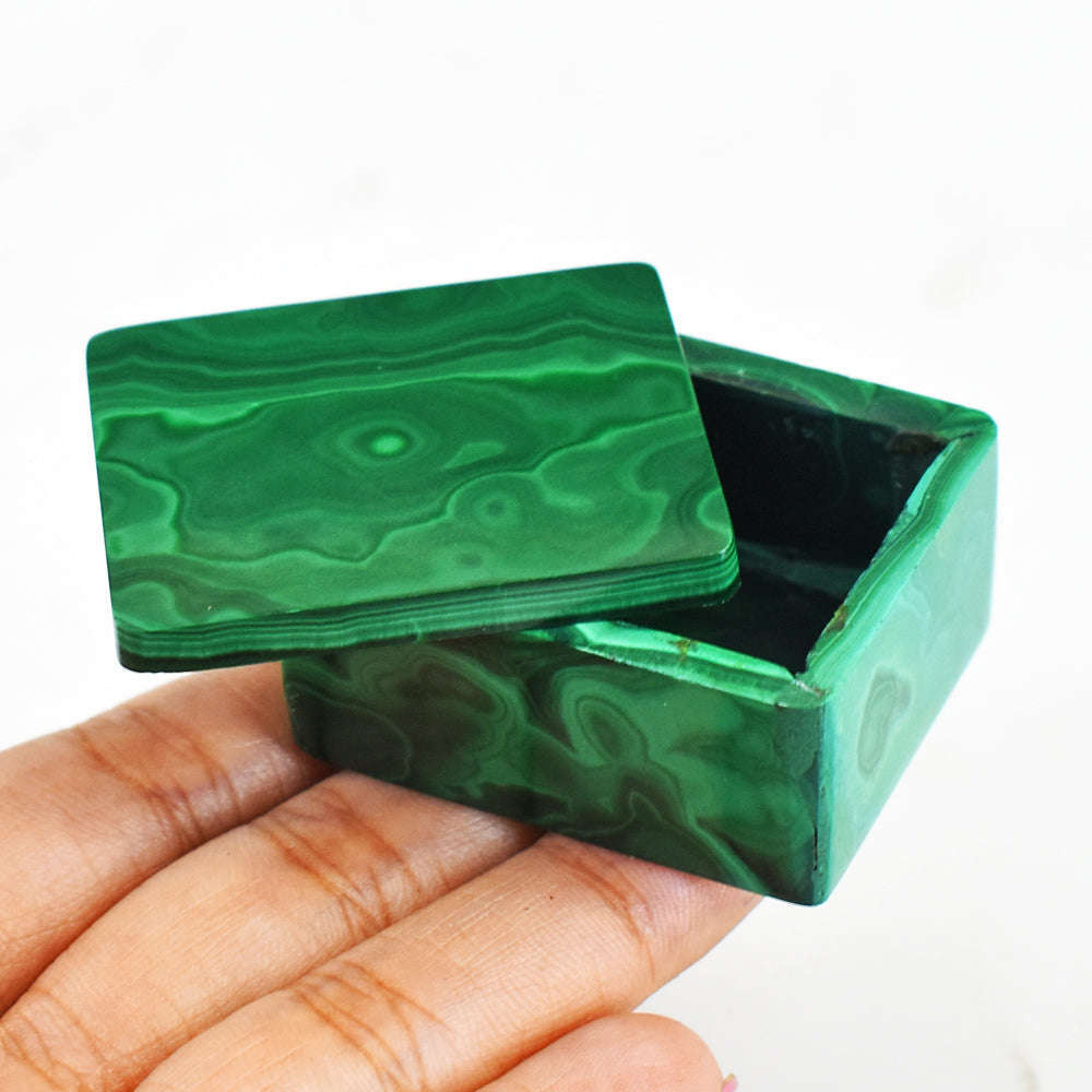 gemsmore:Craftsmen Malachite Hand Carved Genuine Crystal Gemstone Carving Box