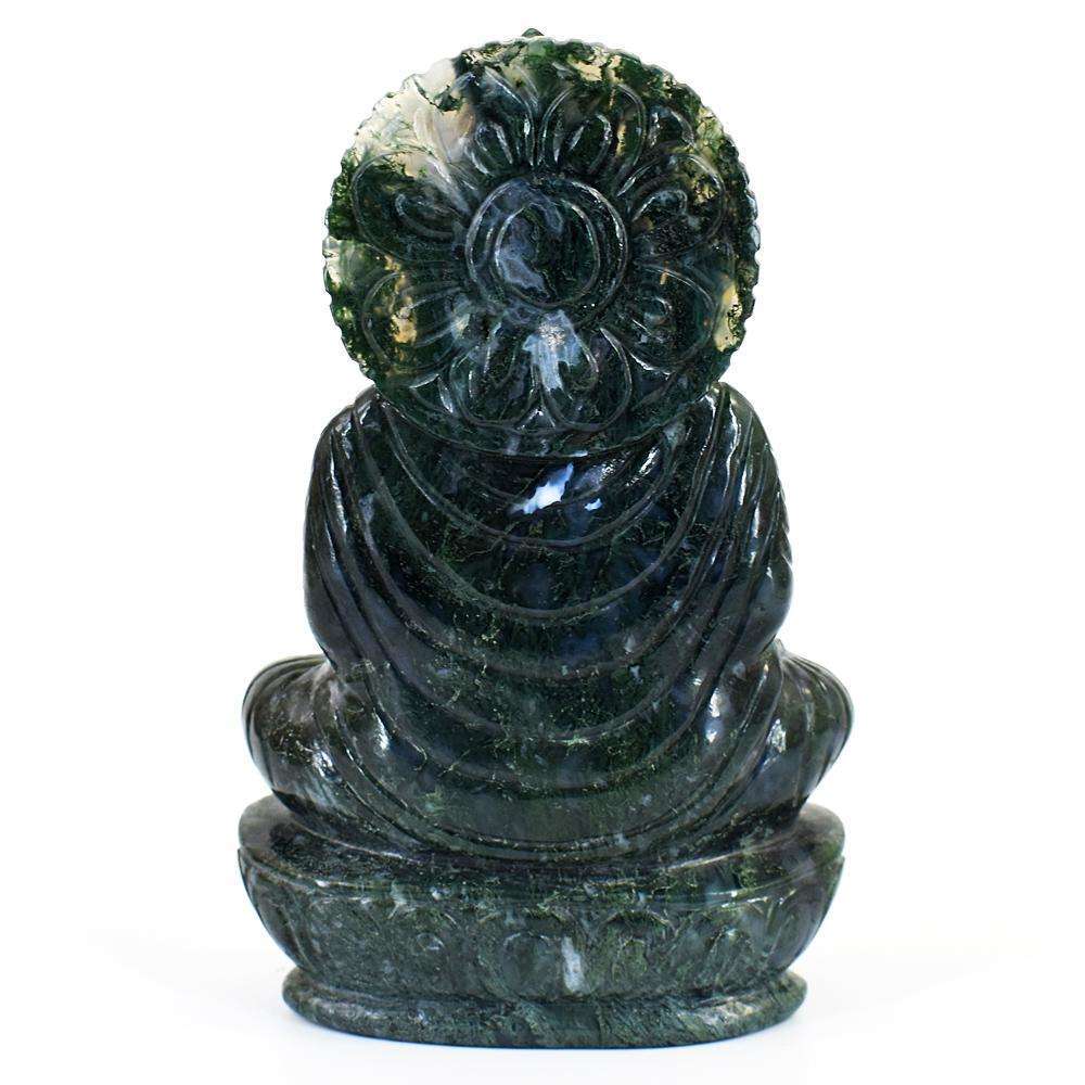 gemsmore:Craftsmen Moss Agate Hand Carved Genuine Crystal Gemstone Carving Massive Lord Buddha