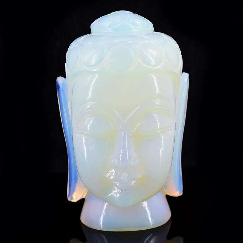 gemsmore:Craftsmen Opalite Hand Carved Genuine Crystal Gemstone Carving Buddha Head
