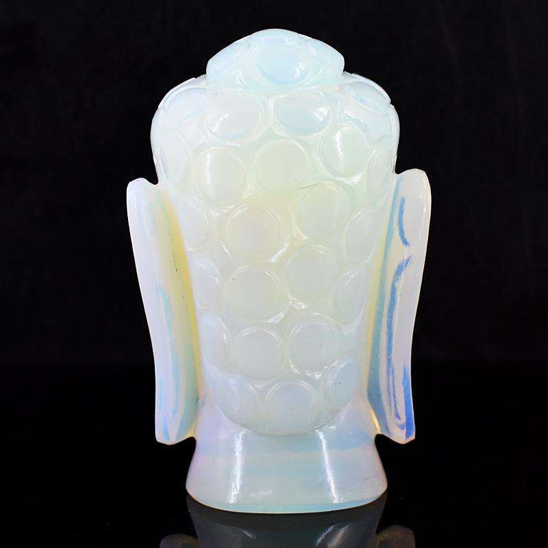 gemsmore:Craftsmen Opalite Hand Carved Genuine Crystal Gemstone Carving Buddha Head