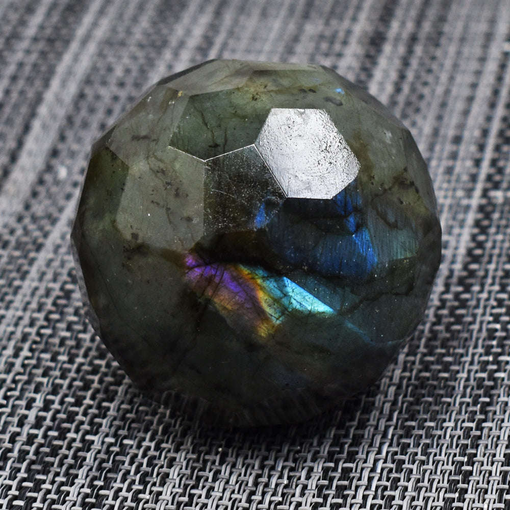 gemsmore:Craftsmen Pink Flash Labradorite Hand Carved Genuine Crystal Gemstone Carving Faceted Ball