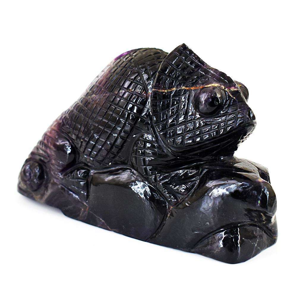 gemsmore:Craftsmen Purple Fluorite Hand Carved Genuine Crystal Gemstone Carving Chameleon