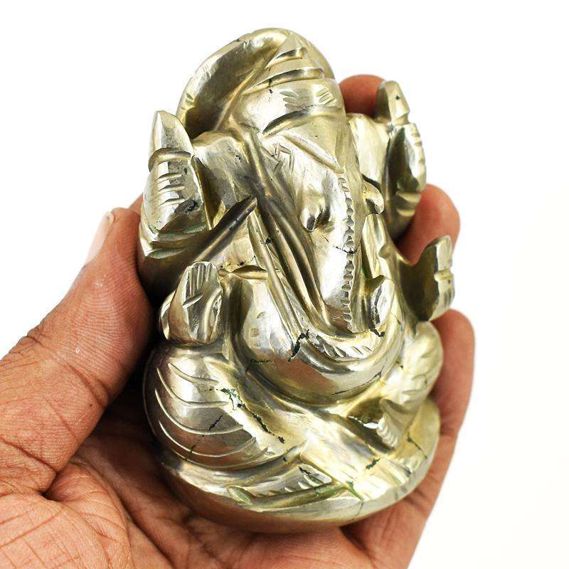 gemsmore:Craftsmen Pyrite Hand Carved Genuine Crystal Gemstone Carving  Lord Ganesha