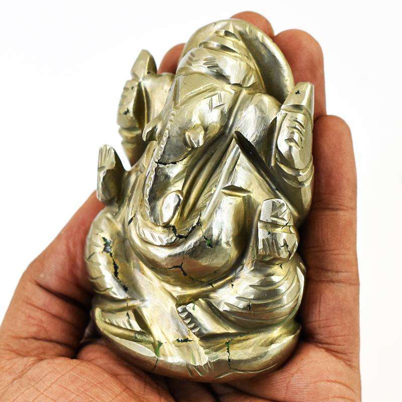 gemsmore:Craftsmen Pyrite Hand Carved Genuine Crystal Gemstone Carving  Lord Ganesha