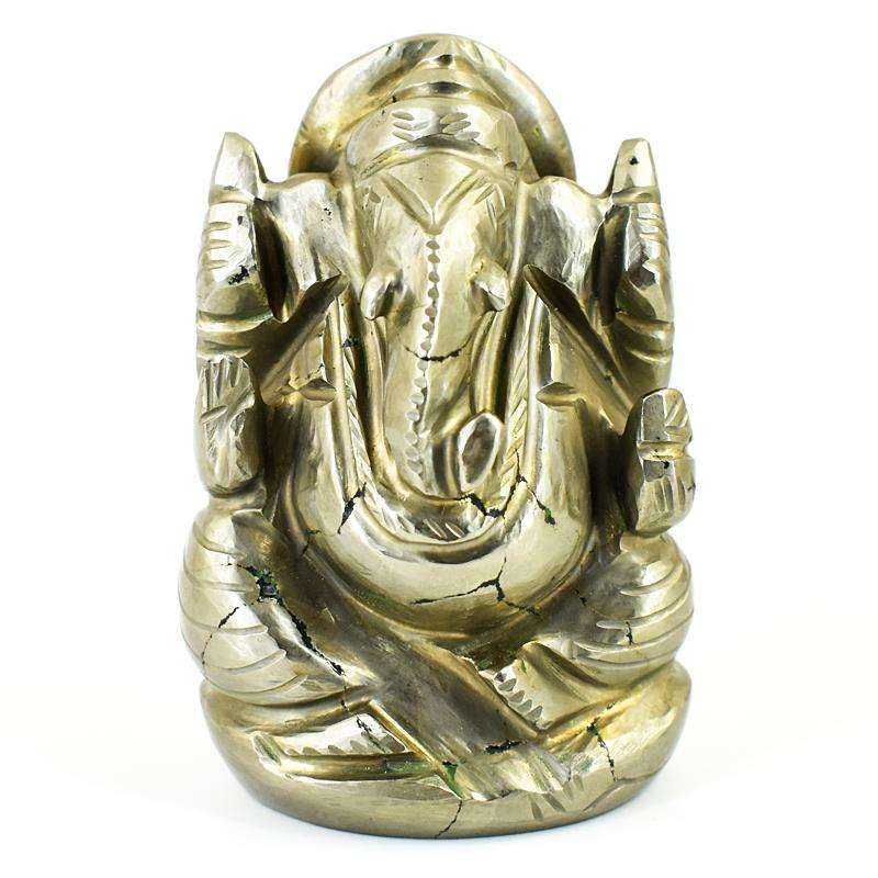 gemsmore:Craftsmen Pyrite Hand Carved Genuine Crystal Gemstone Carving  Lord Ganesha