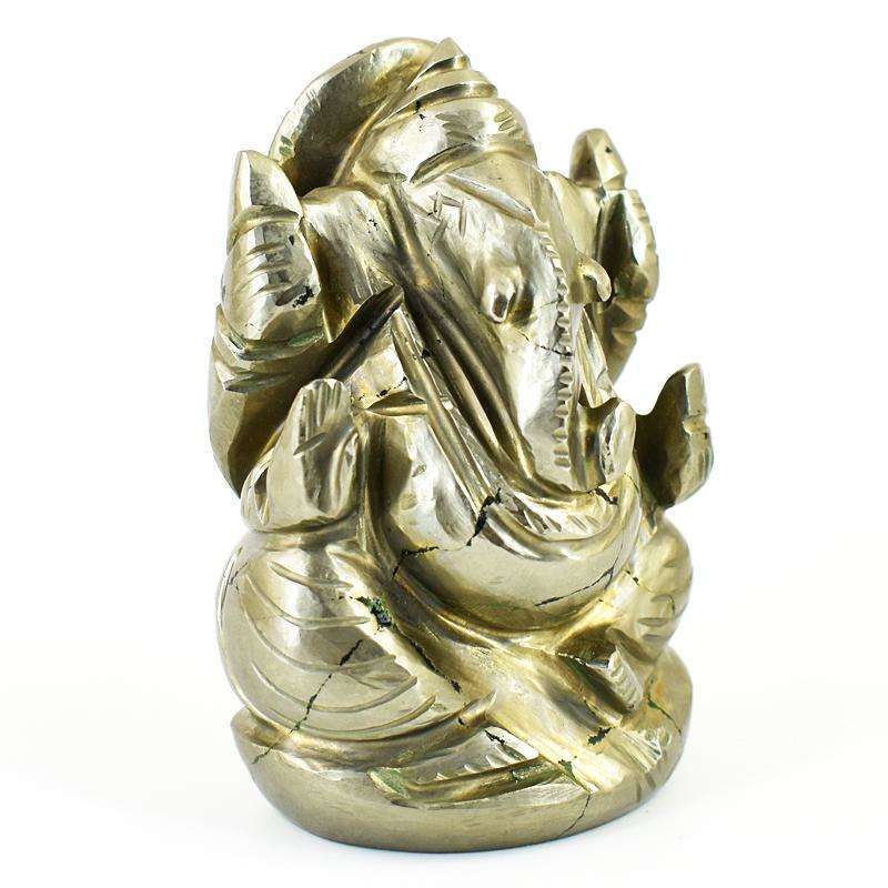 gemsmore:Craftsmen Pyrite Hand Carved Genuine Crystal Gemstone Carving  Lord Ganesha