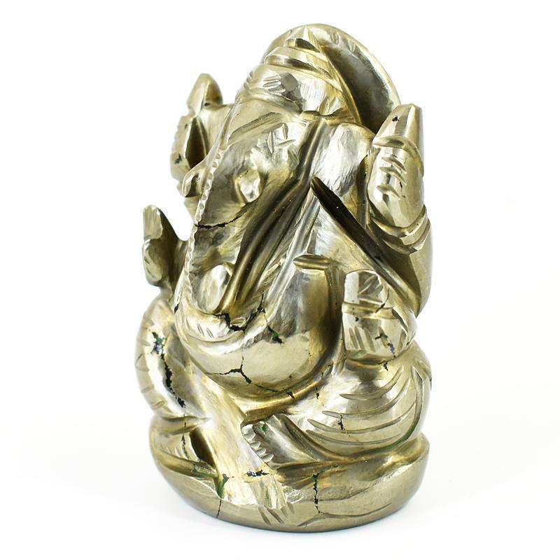 gemsmore:Craftsmen Pyrite Hand Carved Genuine Crystal Gemstone Carving  Lord Ganesha