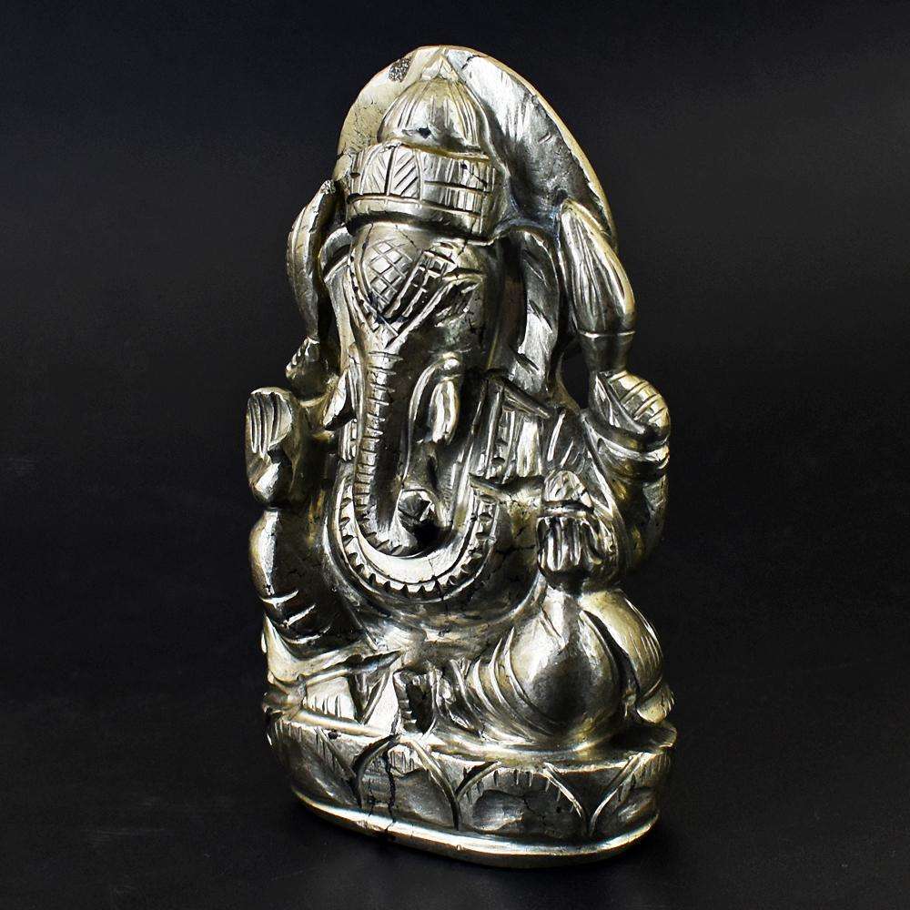 gemsmore:Craftsmen Pyrite Hand Carved Lord Ganesha