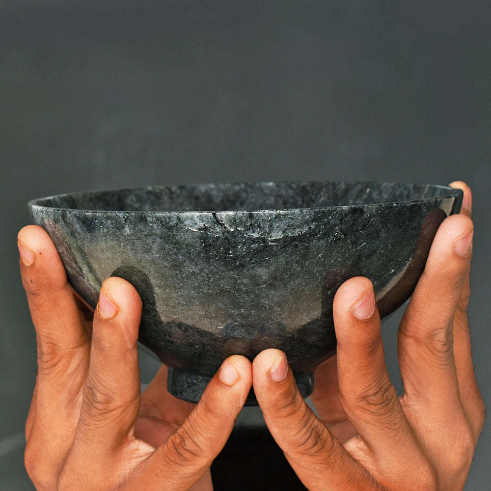 gemsmore:Craftsmen Rutile Quartz Hand Carved Genuine Crystal Gemstone Carving Bowl