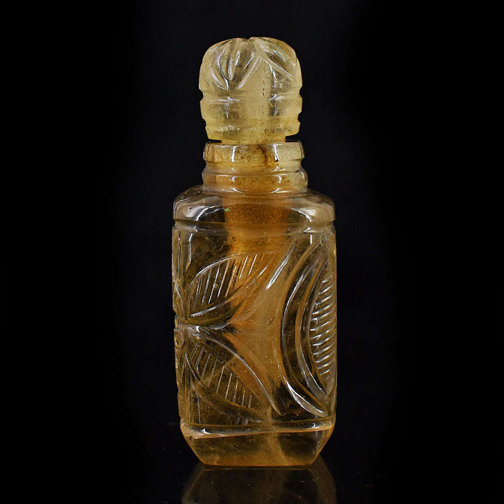 gemsmore:Craftsmen Smoky Quartz  Hand Carved Genuine Crystal Gemstone Carving Perfume Bottle
