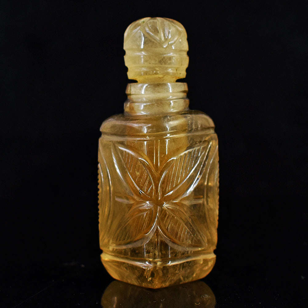 gemsmore:Craftsmen Smoky Quartz  Hand Carved Genuine Crystal Gemstone Carving Perfume Bottle