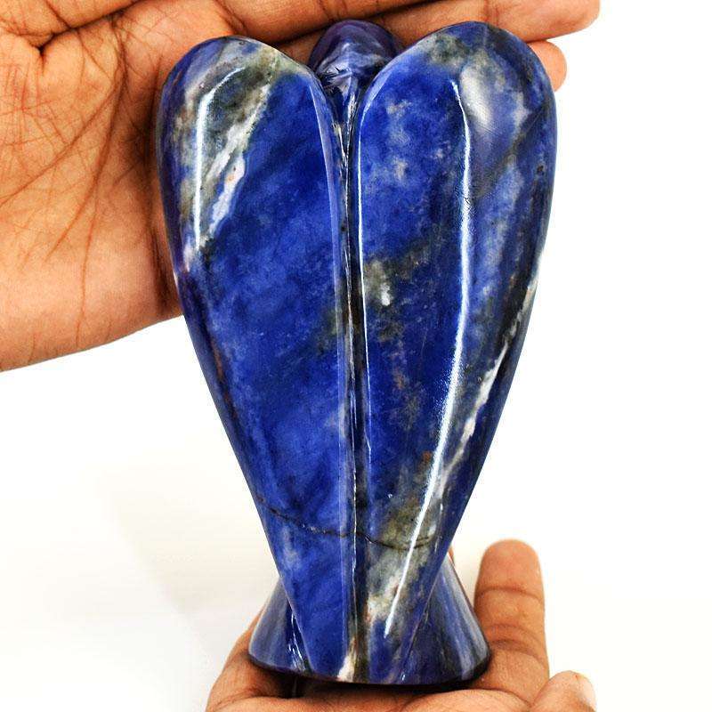 gemsmore:Craftsmen Sodalite Hand Carved Genuine Crystal Gemstone Carving Angel