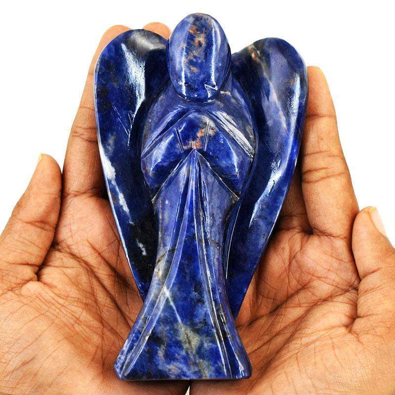 gemsmore:Craftsmen Sodalite Hand Carved Genuine Crystal Gemstone Carving Angel