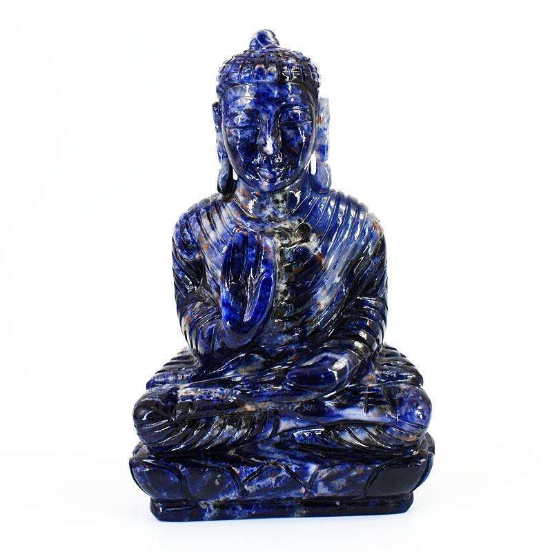 gemsmore:Craftsmen Sodalite Hand Carved Genuine Crystal Gemstone Carving Lord Buddha