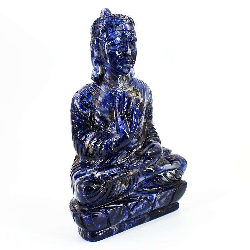 gemsmore:Craftsmen Sodalite Hand Carved Genuine Crystal Gemstone Carving Lord Buddha