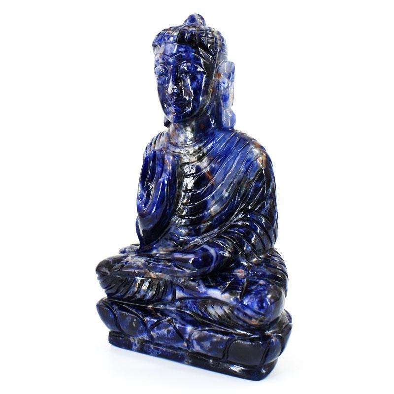 gemsmore:Craftsmen Sodalite Hand Carved Genuine Crystal Gemstone Carving Lord Buddha