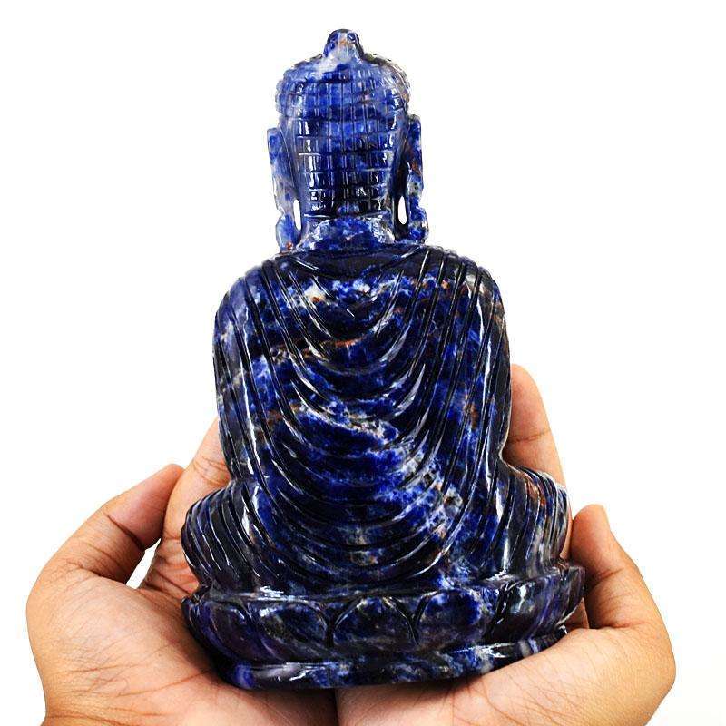 gemsmore:Craftsmen Sodalite Hand Carved Genuine Crystal Gemstone Carving Lord Buddha